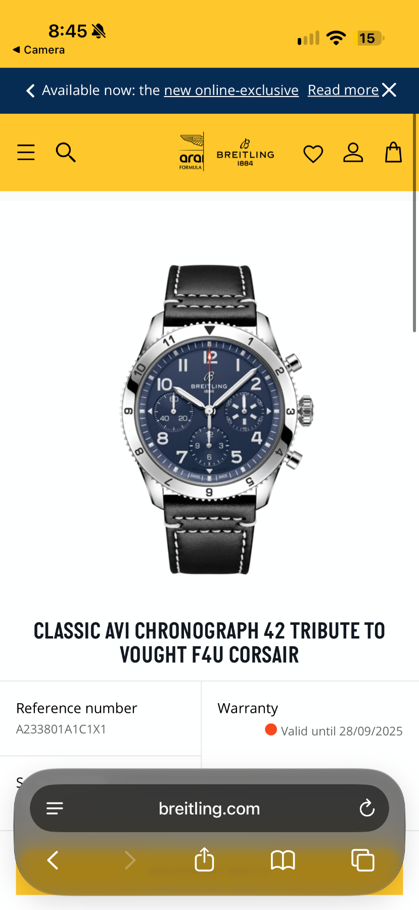 Breitling Avi Chronograph 42 Tribute To Vought F4u Corsair