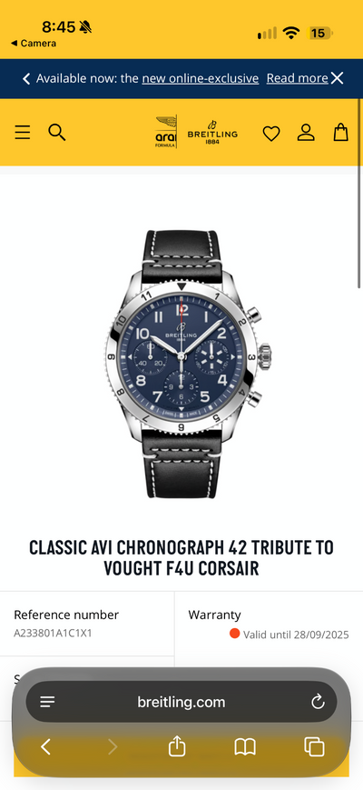 Breitling Avi Chronograph 42 Tribute To Vought F4u Corsair